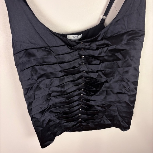 Cache Y2K Black Silk Ruched Tank Top Whimsigoth Dark Romantic - Picture 5 of 7